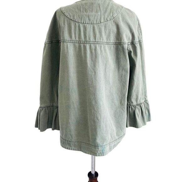 Sanctuary Military Jacket M Bell Sleeve Size Medium Full Zip Pockets Cotton S23 - Picture 3 of 8